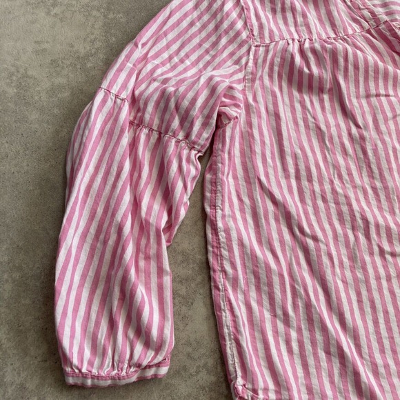 Old Navy V Neck Vertical Striped Button up womens Size XXL Pink White - Picture 3 of 11